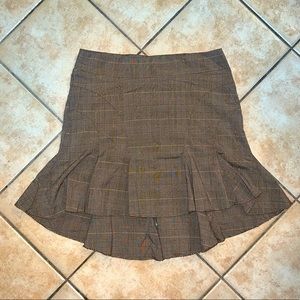 Valia high low brown and gold stretch flare skirt size L
